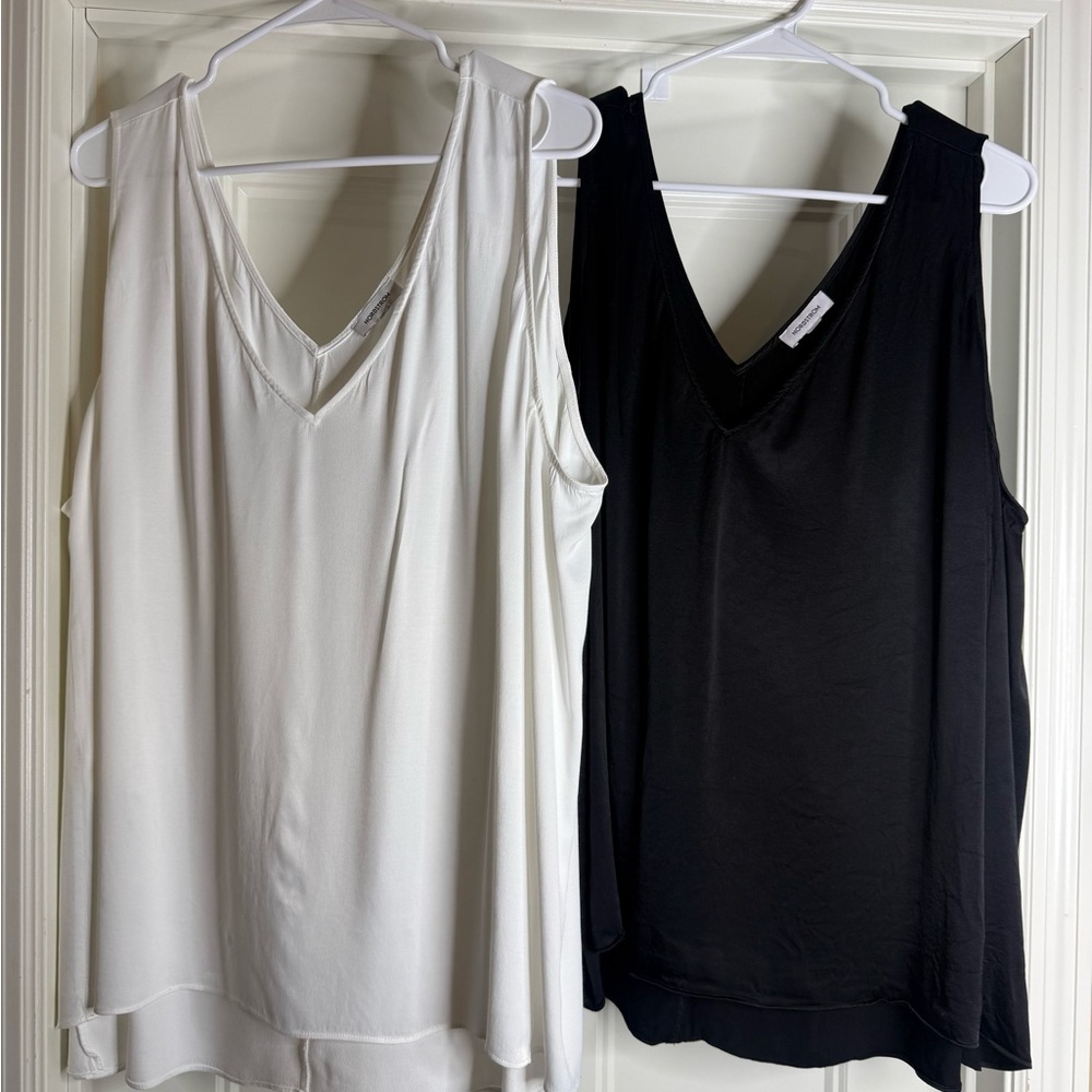 Women’s Nordstrom V-Neck Tank Tops - Black and White, 4X - Picture 1 of 16